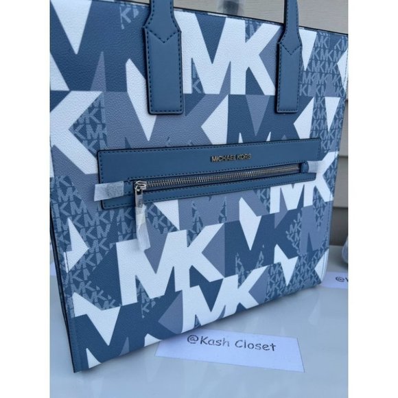 Michael Kors MK Kenly Large Logo Tote Bag -Chambray Multi - Picture 13 of 13